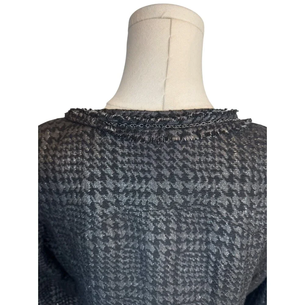 Zara Basic XL Houndstooth Wool Blend Detail Jacket - Picture 9 of 10